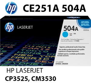 HP CE251A 504A Toner Ciano 7000 pagine  stampanti: HP Color LaserJet CP3525 n dn x CM3530 mfp cm fs