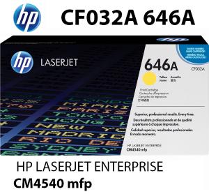 HP CF032A 646A Toner Giallo 12500 pagine  stampanti: HP Color LaserJet Enterprise CM4540 f fskm MFP