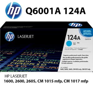 Q6001A 124A HP Toner C Ciano 2.500 pagine  stampanti: HP ColorLaserJet CM1015 mfp en CM1017mfp 1600 2600n 2605 2605 dn dtn